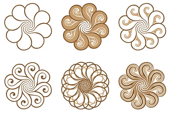 Set Logo Con Ornamenti Stilizzati Fiori Stile Orientale Immagine Vettoriale — Vettoriale Stock