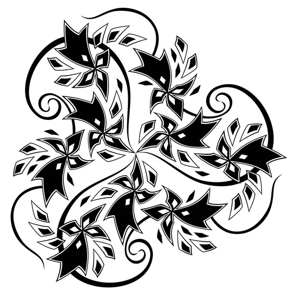 トリプル スパイラルとブルターニュのシンボル 黒と白のベクトル画像でファンタジー ケルト ディスク飾り — ストックベクタ