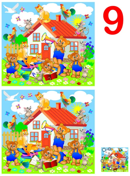 Logica Puzzle Game Bambini Adulti Devo Trovare Differenze Sviluppare Competenze — Vettoriale Stock