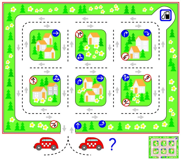 Jeu Puzzle Logique Avec Labyrinthe Aidez Chauffeur Taxi Trouver Chemin — Image vectorielle