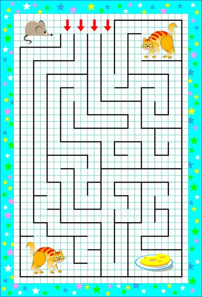 Logik Puzzlespiel Mit Labyrinth Für Kinder Auf Quadratischem Papier Hilf — Stockvektor