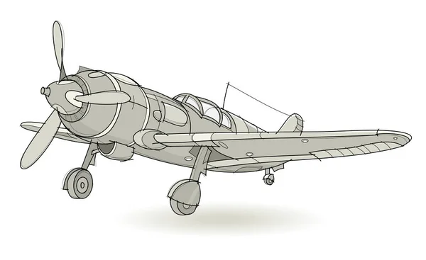 幻想例证战争飞机在白色背景 战斗机模型第二十世纪中期 手绘矢量图像 — 图库矢量图片