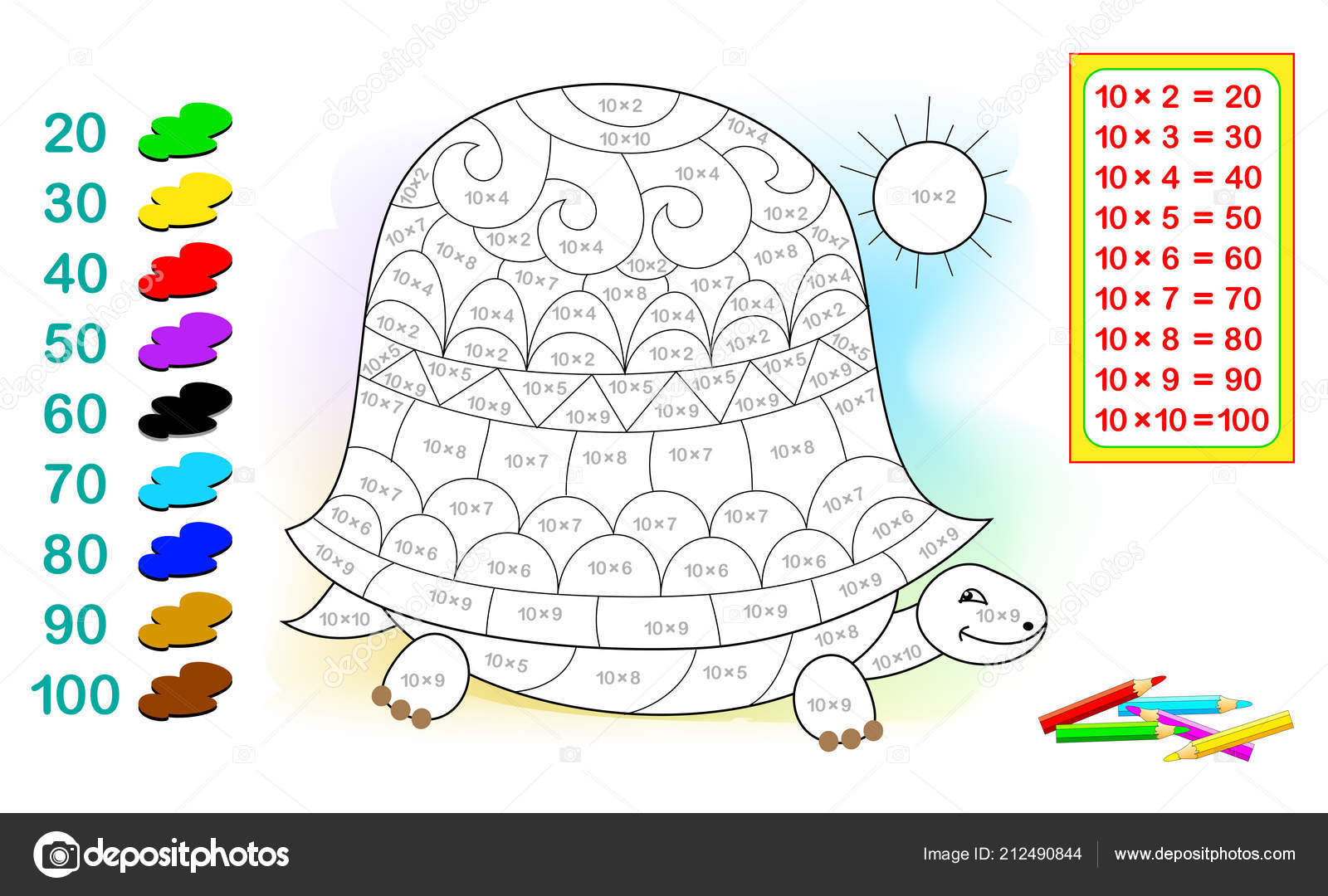 Color De La Pintura Por Números - Hoja De Trabajo Para La