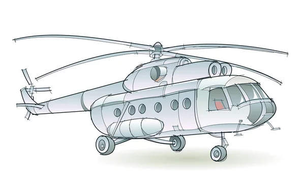 Fantezi Illüstrasyon Yolcu Helikopterin Beyaz Arka Plan Üzerinde Çok Fonksiyonlu — Stok Vektör