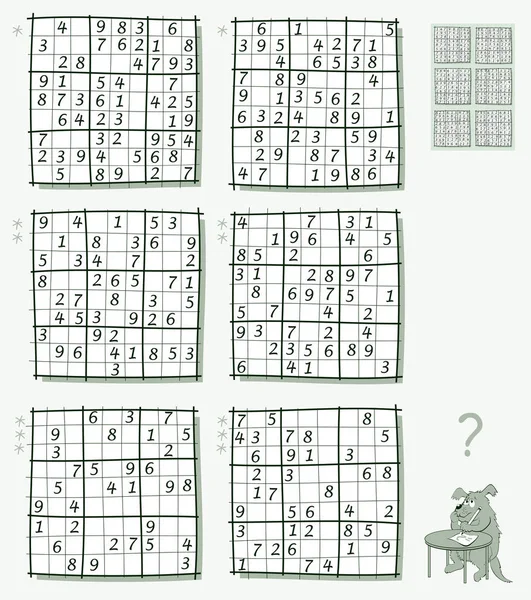 Jeu Sudoku Logique Ensemble Puzzles Différents Niveaux Feuille Travail Pour — Image vectorielle