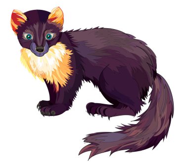 Beyaz arka plan üzerinde şirin sansar fantezi Illustration. Çizilmiş vektör görüntü.