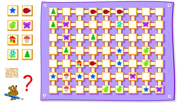 逻辑拼图游戏与迷宫为儿童和成人 需要通过直线连接正方形以获得闭合电路 每个标志你只能满足一次 矢量动画片图像 — 图库矢量图片