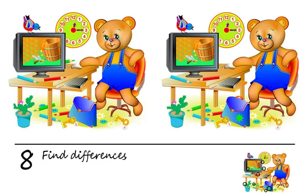 Lógica Juego Puzzle Para Niños Adultos Necesito Encontrar Diferencias Desarrollar — Vector de stock