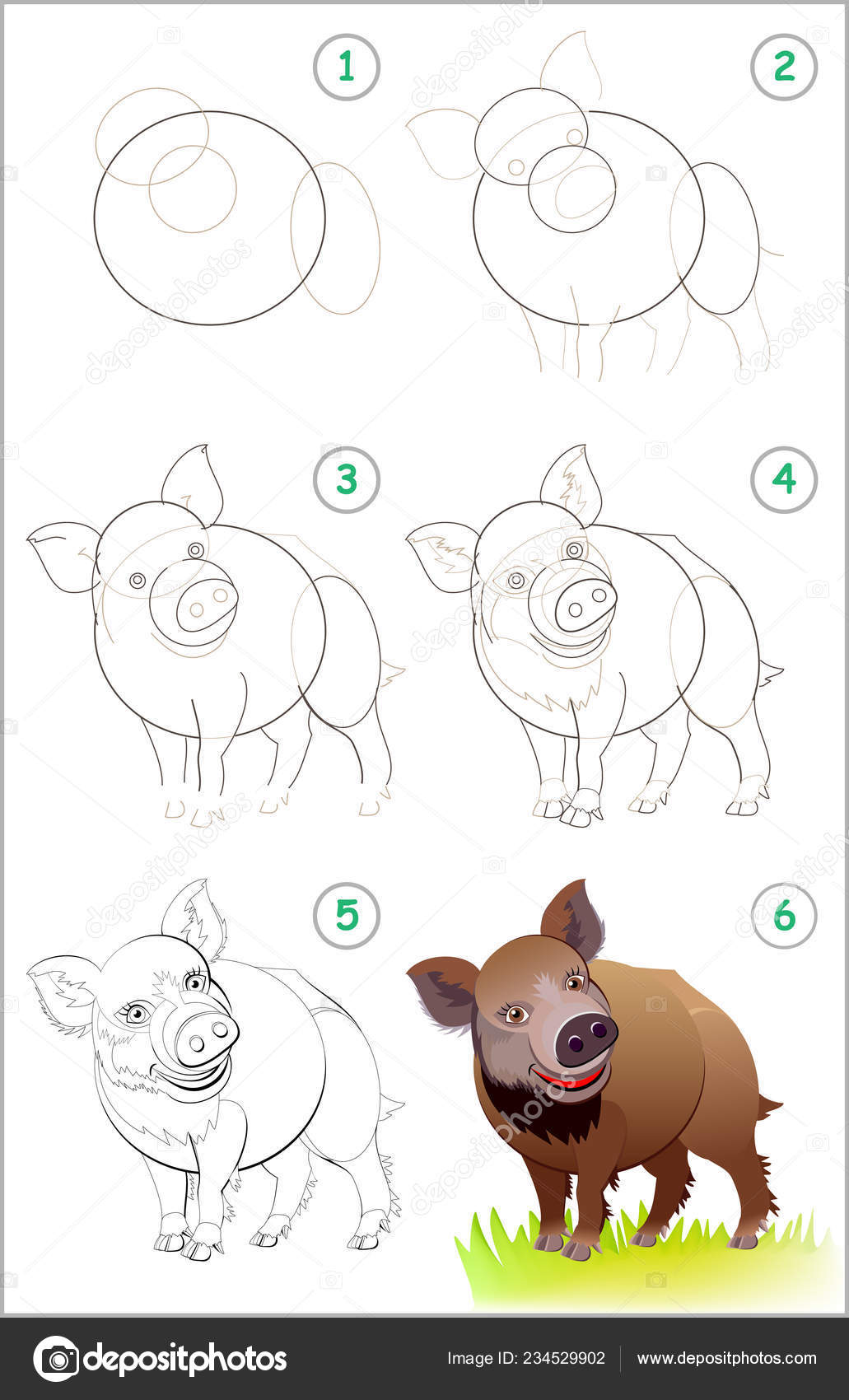 Página Mostra Como Aprender Passo Passo Para Desenhar Javali