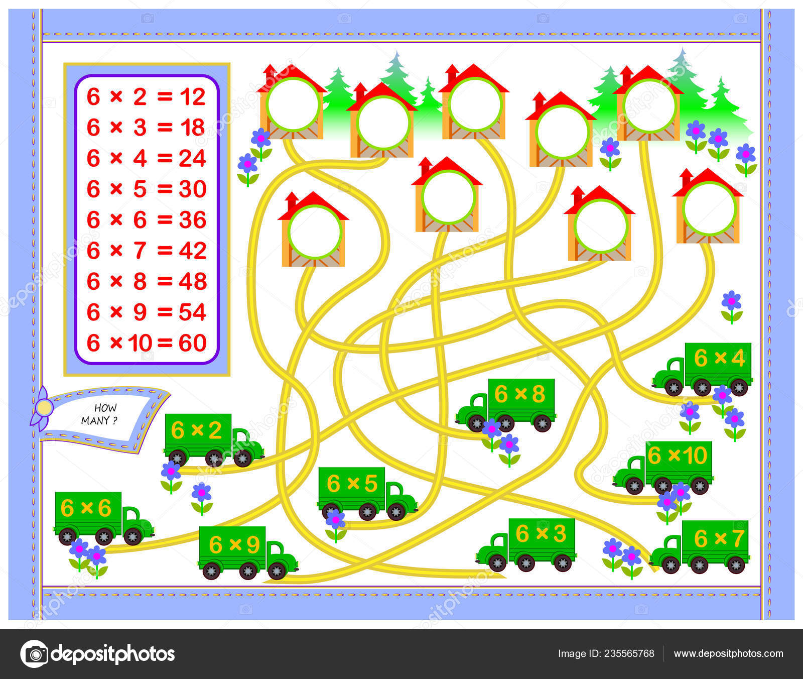 Multiplication Table Kids Write Numbers Correct Circles Educational