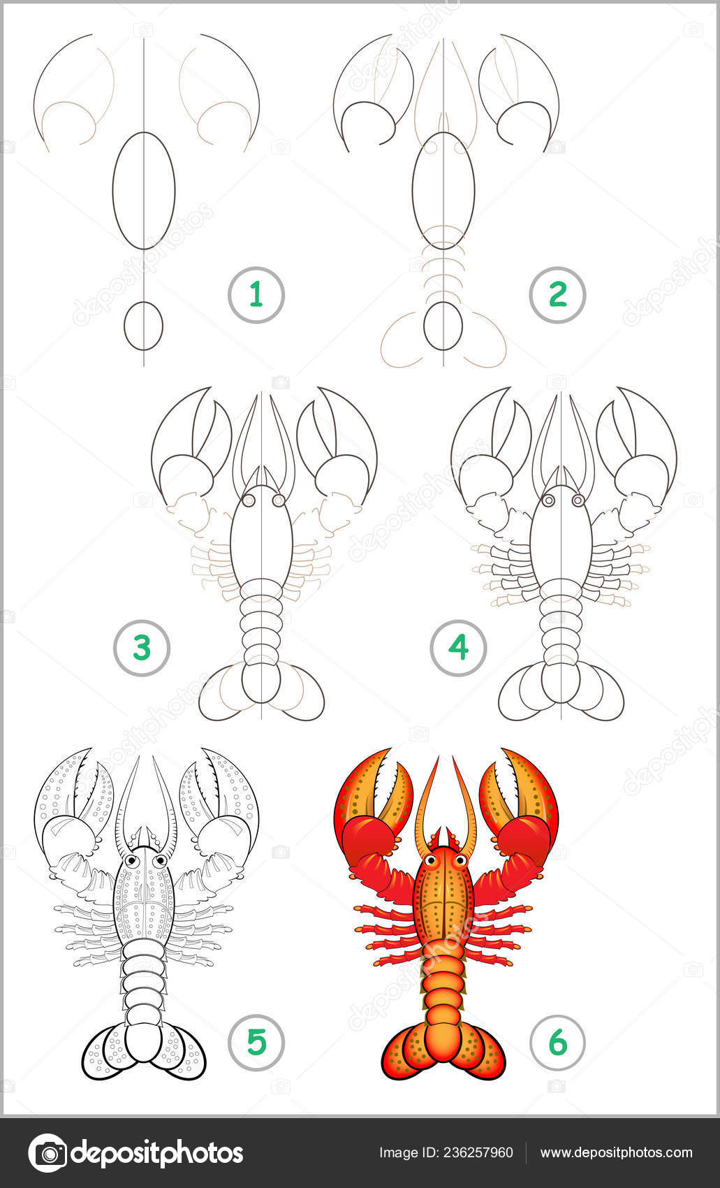 Educational Page Kids Shows How Learn Step Step Draw Cute Stock ...