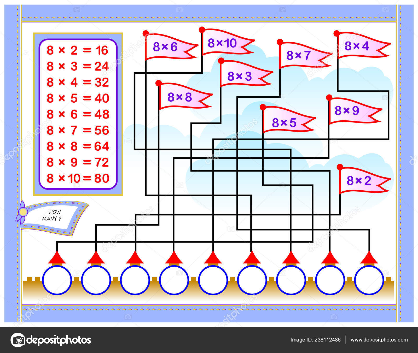 Multiplication Table Kids Write Numbers Correct Circles Educational Page Mathematics Stock Vector Image By C Nataljacernecka