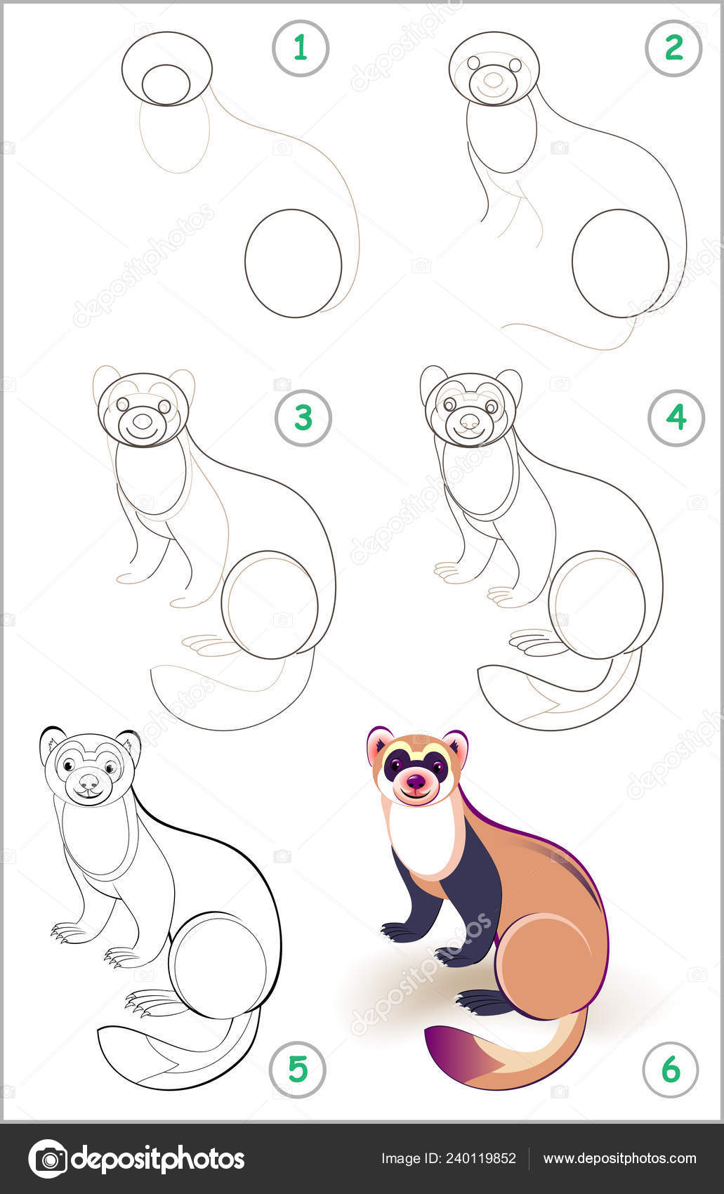 Desenhar e colorir o jogo educacional panda bonito dos desenhos animados e  planilhas para ilustração vetorial de criança