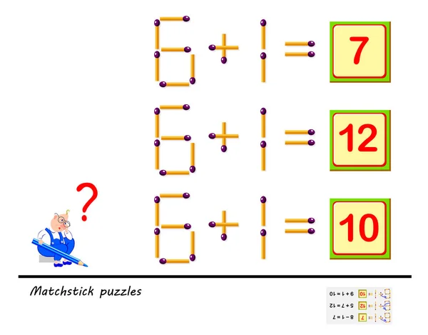 Logic Puzzle Game with Matches. Need To Move only 1 Matchstick To Make  Equation Correct. Solve Mathematical Example Stock Vector - Illustration of  exercise, logical: 161808143