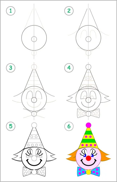 Page Montre Comment Apprendre Étape Par Étape Pour Dessiner Tête — Image vectorielle