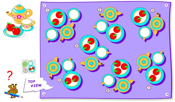 Jogo Quebra Cabeça Lógica Para Crianças Necessidade Encontrar Vista Superior — Vetor de Stock