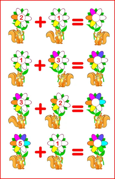 Page Éducative Pour Les Enfants Résoudre Des Exemples Compter Quantité — Image vectorielle