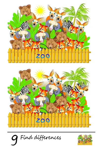 Logica Puzzle Game Bambini Adulti Devo Trovare Differenze Pagina Stampabile — Vettoriale Stock