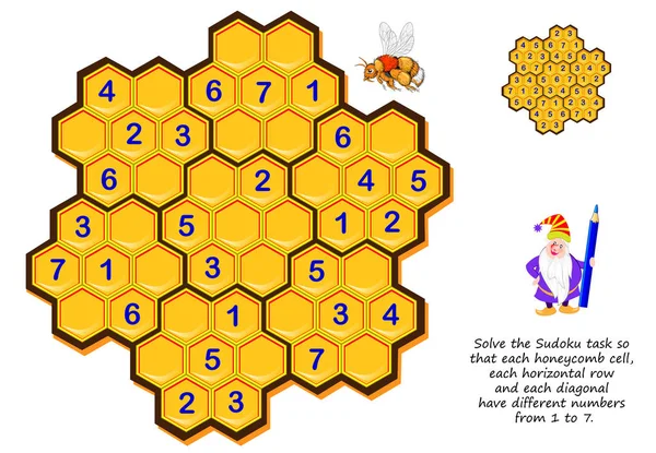 Lógica Juego Puzzle Para Niños Adultos Resuelva Tarea Sudoku Para — Vector de stock