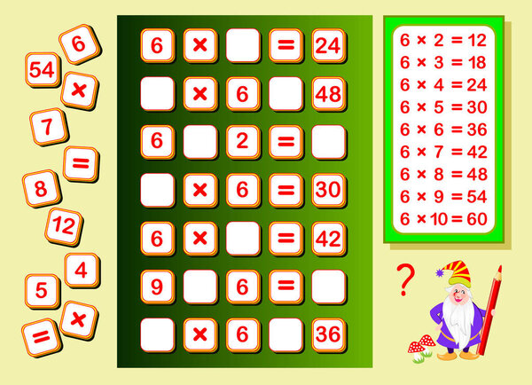Таблица умножения на 6 для детей. Найти места для падения чисел и написать их. Учебная страница для учебника математики. Логическая головоломка. Печатный учебник для детей. Возвращение в школу
.