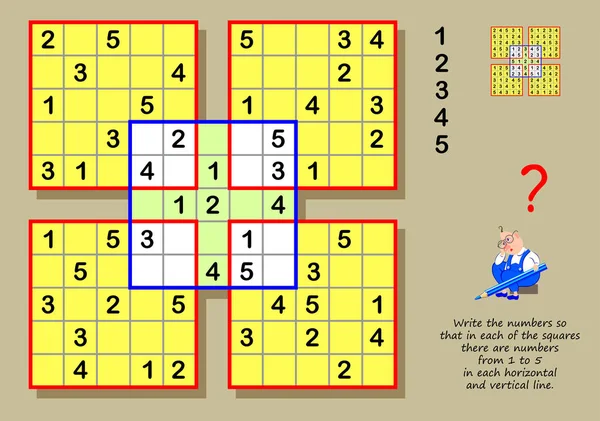 Logic Sudoku Jogo Puzzle Para Crianças Adultos Escreva Números Para — Vetor de Stock