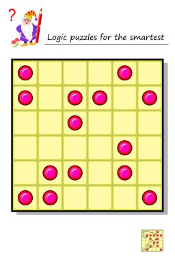 Mantık puzzle oyunu için en zeki. 4 adet 1 dikey ve 2 çapraz çizgiler her 5 puan ile yani 1 yatay, almak yuvarlak taşıyın. Yazdırılabilir Sayfa beyin jimnastiği kitap için. Vektör görüntü.