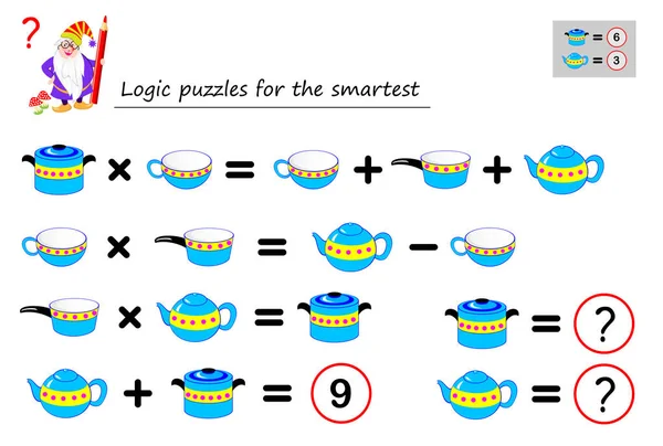 Matematická Logika Puzzle Hra Pro Nejchytřejší Potřebujete Vypočítat Hodnotu Jídel — Stockový vektor