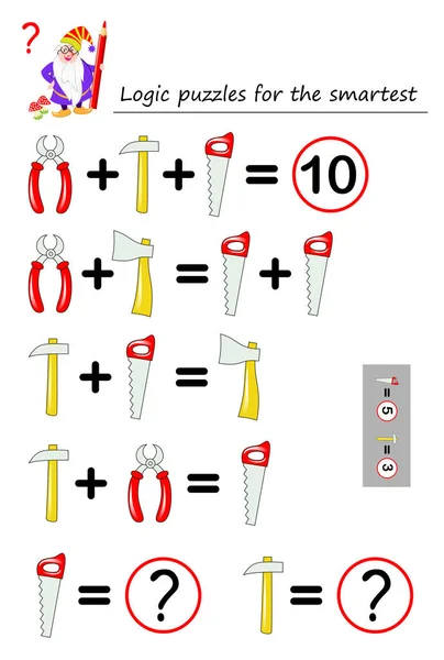 Jogo Quebra Cabeça Lógica Matemática Para Mais Inteligente Resolva Exemplos  imagem vetorial de Nataljacernecka© 383006262