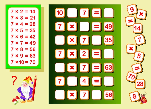 Table Multiplication Par Pour Les Enfants Trouvez Des Endroits Pour — Image vectorielle