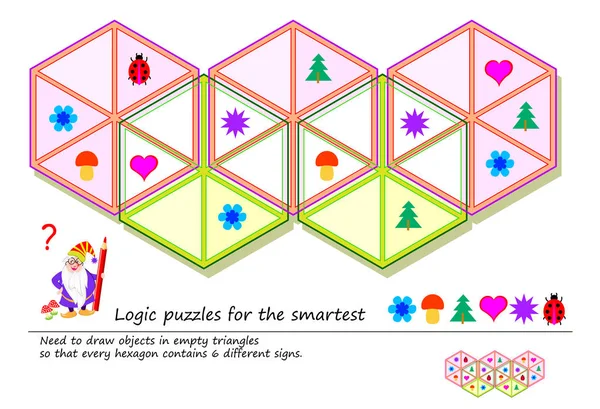 Logikai Puzzle Játék Legokosabb Objektumok Rajzolása Üres Háromszögek Úgy Hogy — Stock Vector