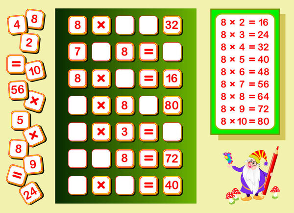 Таблица умножения на 8 для детей. Найти места для падения чисел и написать их. Учебная страница для учебника математики. Логическая головоломка. Печатный учебник для детей. Возвращение в школу
.