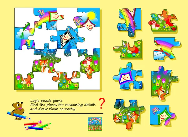 Logické Puzzle Hra Pro Děti Dospělé Najít Místa Pro Zbývající — Stockový vektor