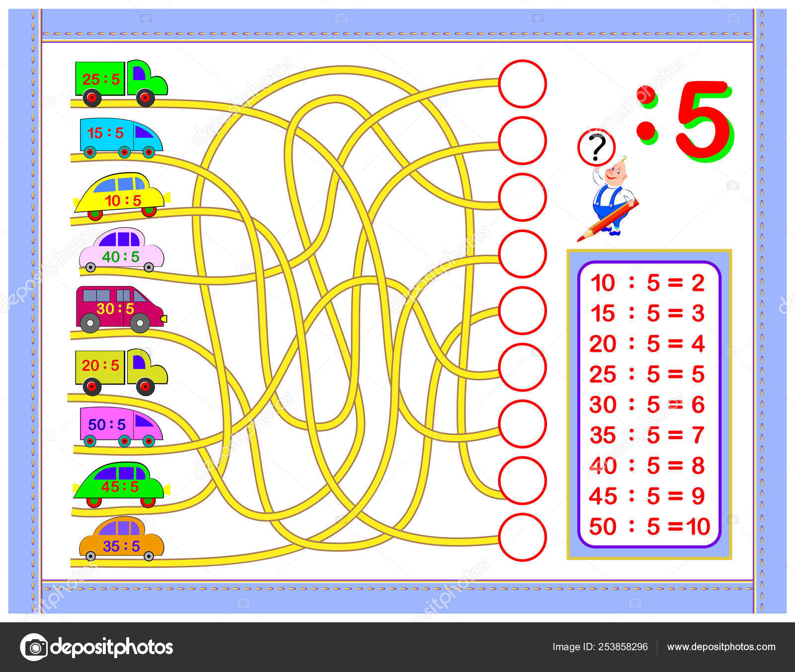 Exercício Para Crianças Com Divisão Por Número 2. Pintar a Ilustração.  Página Educativa Para O Livro De Bebês Da Matemática. Impri Ilustração do  Vetor - Ilustração de brinquedo, livro: 221337793