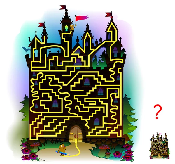 Jeu Puzzle Logique Avec Labyrinthe Pour Enfants Adultes Aidez Petit — Image vectorielle