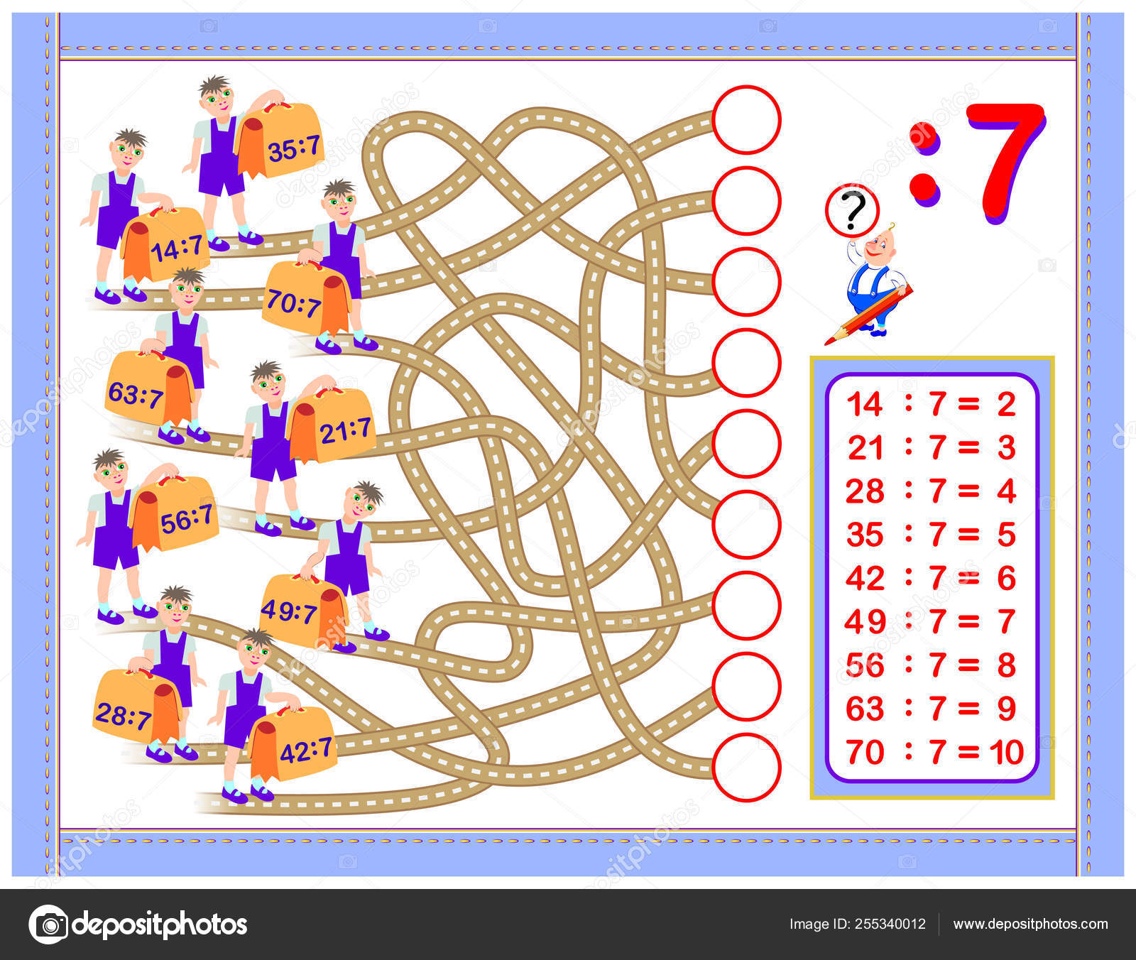 exercises kids division number write numbers correct circles educational page stock vector image by c nataljacernecka 255340012