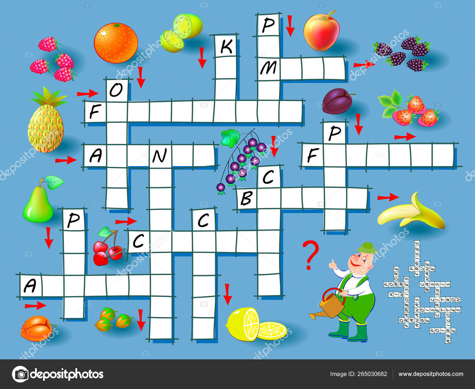Crossword Puzzle Game Fruits Educational Page Children Study French  Language Stock Vector Image by ©Nataljacernecka #265030682
