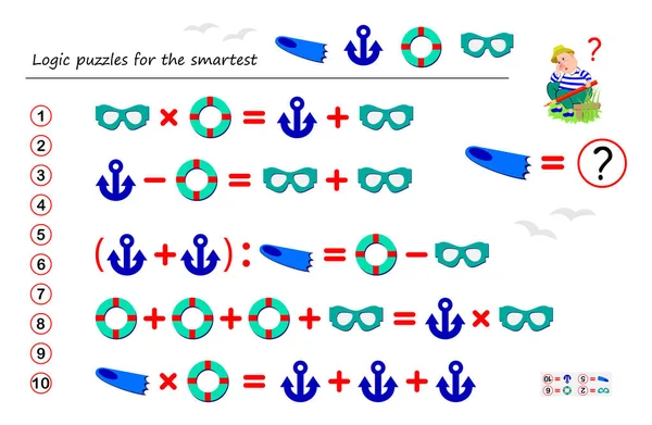 Wiskundige Logica Puzzel Spel Voor Slimste Los Voorbeelden Tel Welke — Stockvector