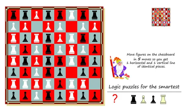 Logica Puzzle Game Più Intelligente Spostare Figure Sulla Scacchiera Mosse — Vettoriale Stock