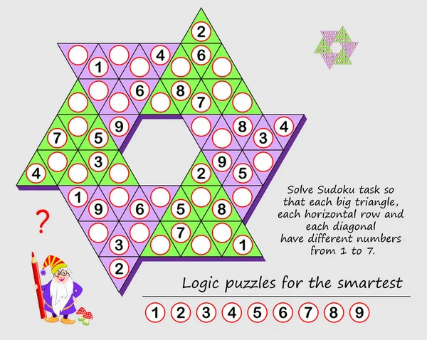 Logica Puzzle Game Bambini Adulti Risolvi Compito Del Sudoku Modo — Vettoriale Stock