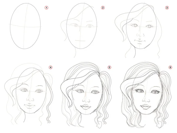 How to draw a female face step by step