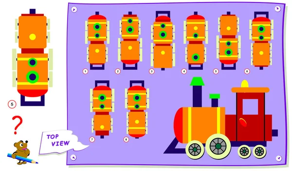 Logik Puzzle Für Kinder Müssen Die Richtige Ansicht Der Lokomotive — Stockvektor