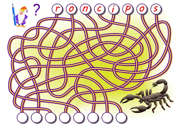 Logik Puzzlespiel Zum Englischlernen Mit Labyrinth Finden Sie Die Richtigen — Stockvektor