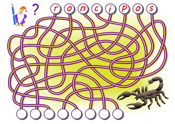 Logica Puzzel Spel Voor Studie Engels Met Labyrinth Vind Juiste — Stockvector