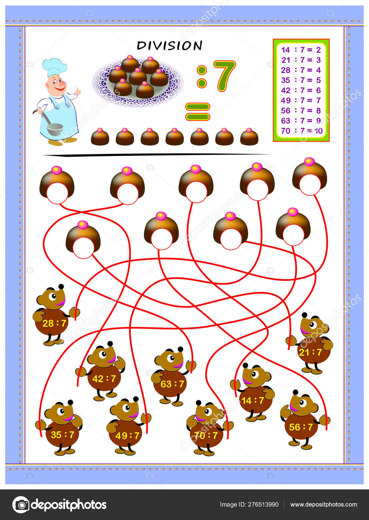 Exercises Kids Division Table Number Solve Examples Write Answers Candies Stock Vector Image By C Nataljacernecka