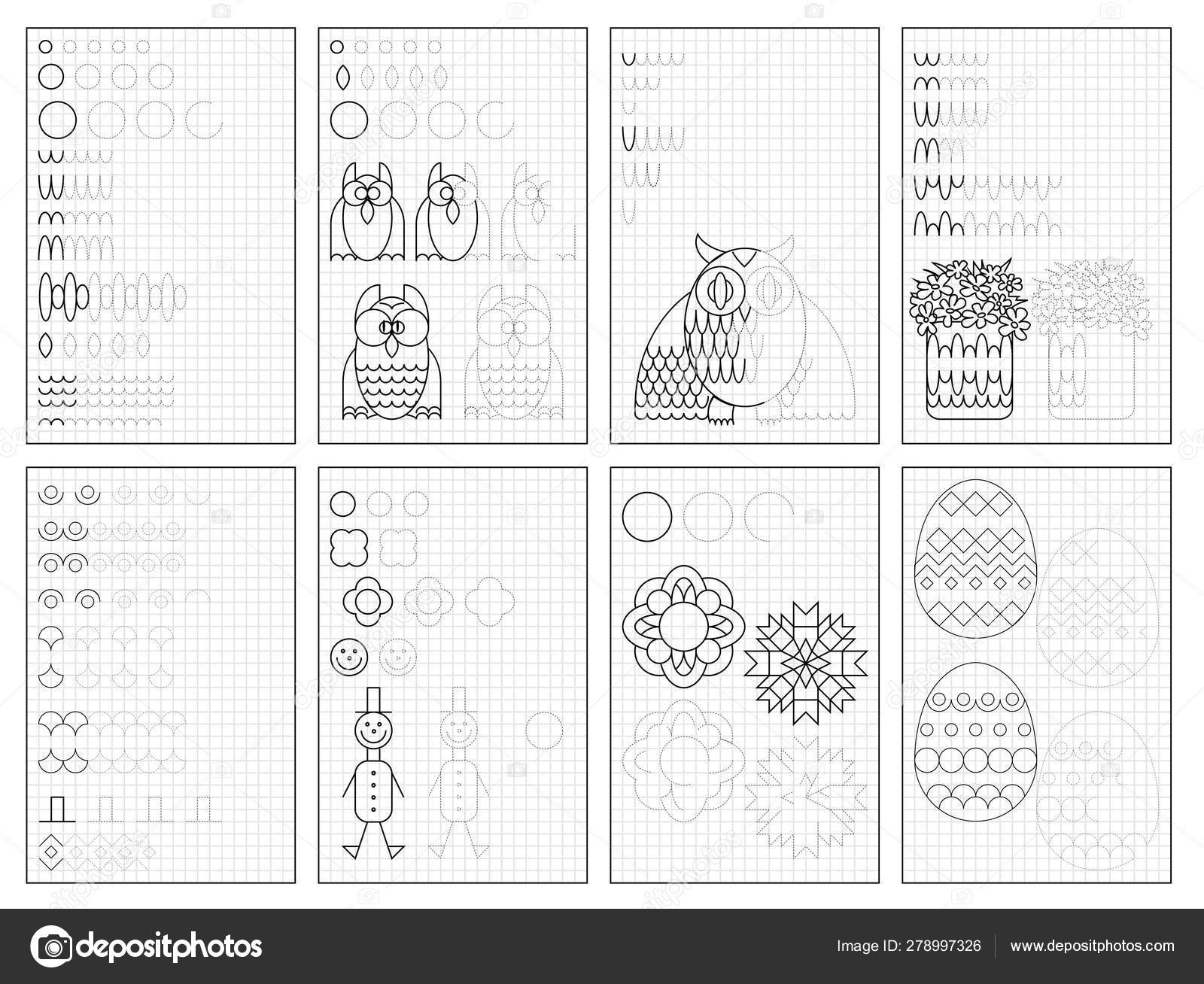 Set Black White Educational Pages Square Paper Kids Printable Worksheet  Stock Vector by ©Nataljacernecka 278997362