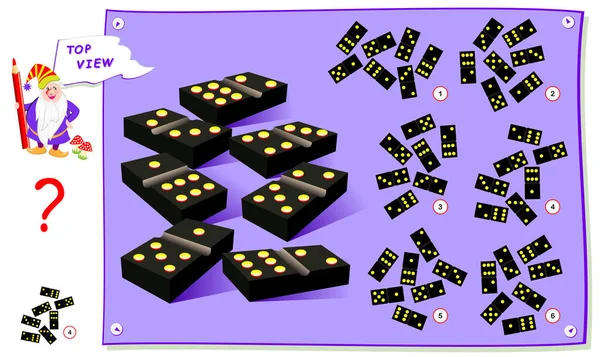 Çocuklar Için Mantık Bulmaca Oyunu Domino Blokları Doğru Üst Görünümü — Stok Vektör