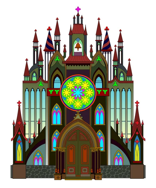 Estilo Arquitectónico Gótico Edad Media Europa Occidental Fantasía Ilustración Catedral — Vector de stock