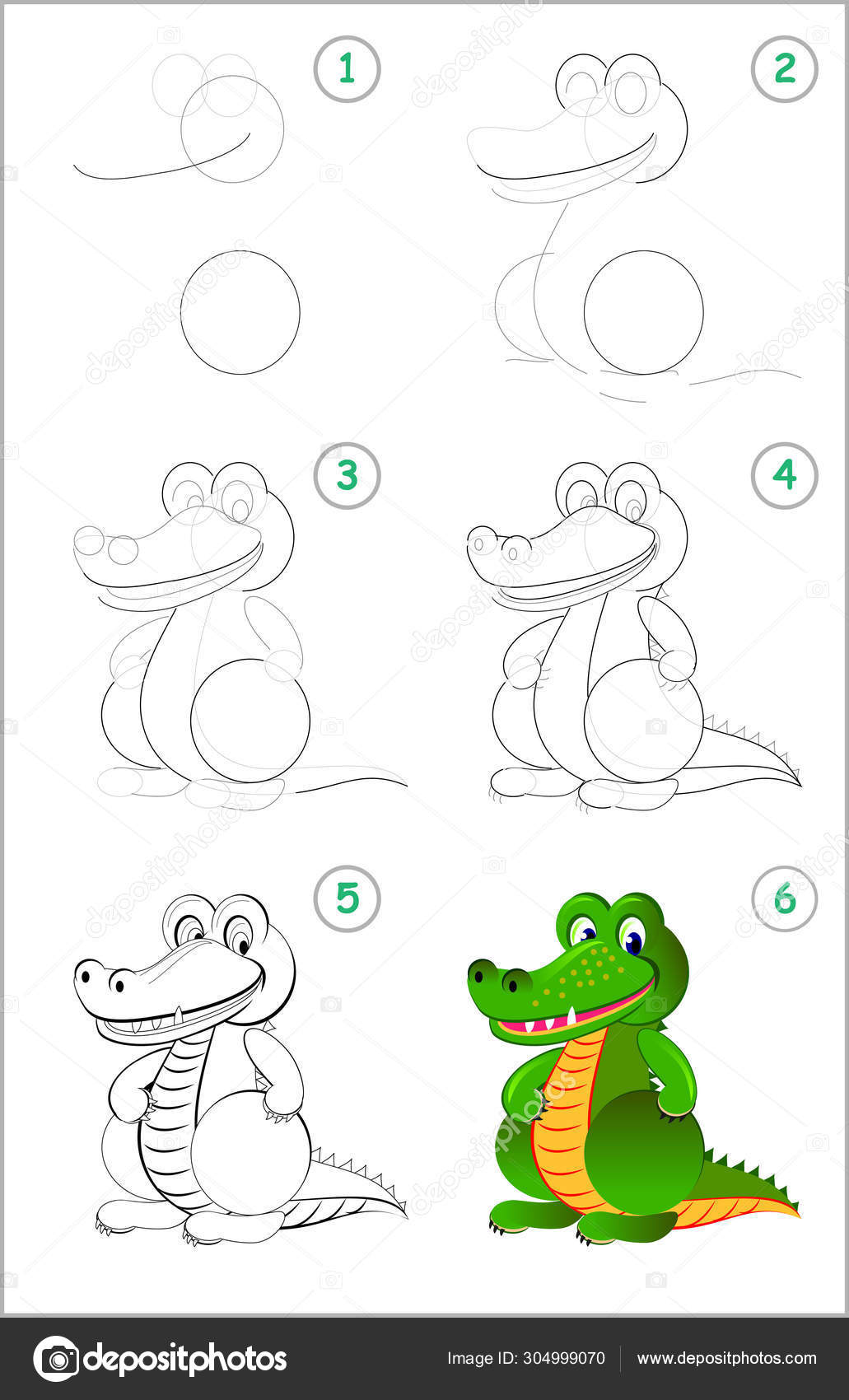 Como Desenhar a Ilustração Passo a Passo Do Desenho Do Crocodilo