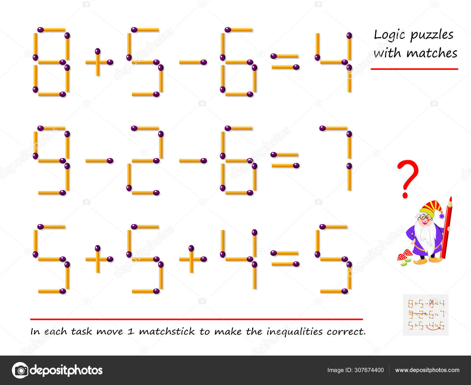 Jogo Quebra Cabeça Lógica Com Jogos Encontre Lugar Para Fósforos