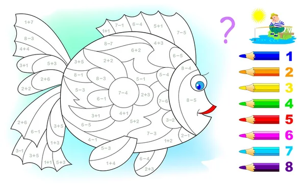 Éducation Mathématique Pour Les Enfants Livre Colorier Exercices Mathématiques Sur — Image vectorielle